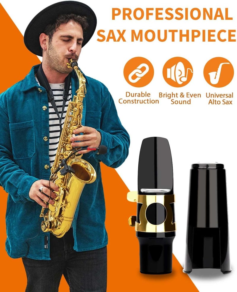 LMS Alto Saxophone Mouthpiece Kit with EVA Storage Case - Alto Sax Mouthpiece Accessories Kit for Beginners - Ligature 2.5 Reeds Cushions Cap Brush - Image 3